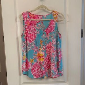 Lilly Pulitzer Pink and Blue Floral Tank Top